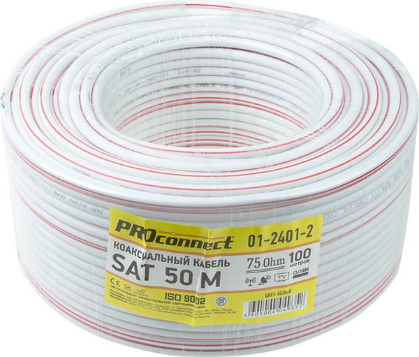 Изображение товара Кабель Rexant SAT 50M+CCS-Al-Al / 01-2401-2 (100м, белый)