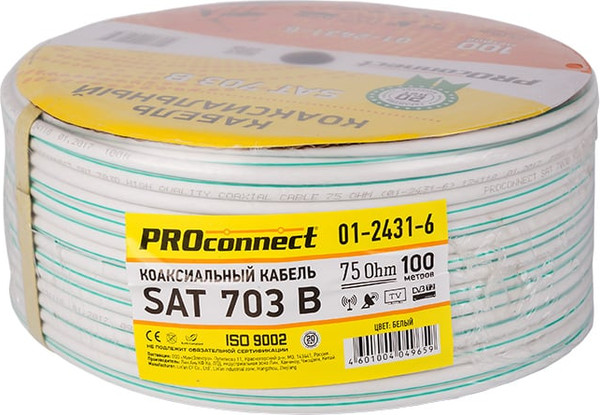 Изображение товара Кабель Rexant SAT 703B+CU-Al-Cu / 01-2431-6 (100м, белый)