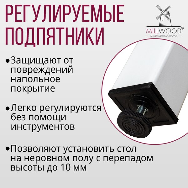 Изображение товара Подстолье Millwood Сеул 180x80 (металл белый)
