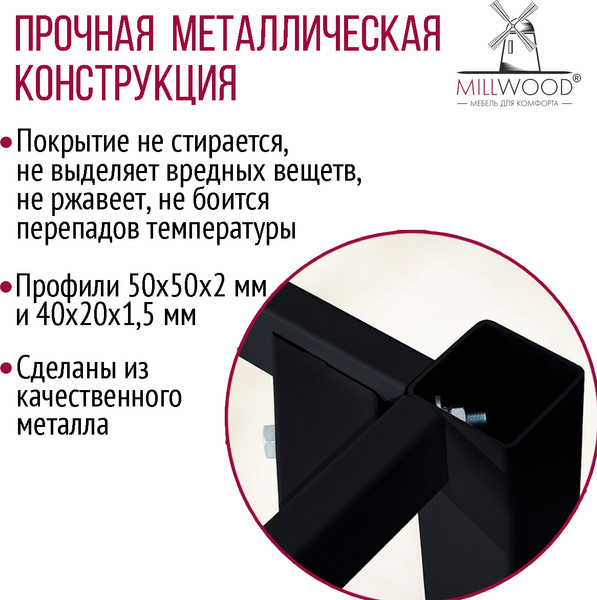 Изображение товара Подстолье Millwood Сеул 180x80 (металл черный)