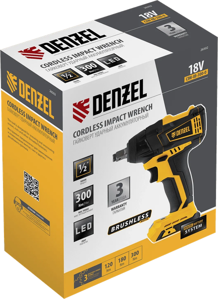 Изображение товара Аккумуляторный гайковерт Denzel CIW-IB-300-0 / 26502