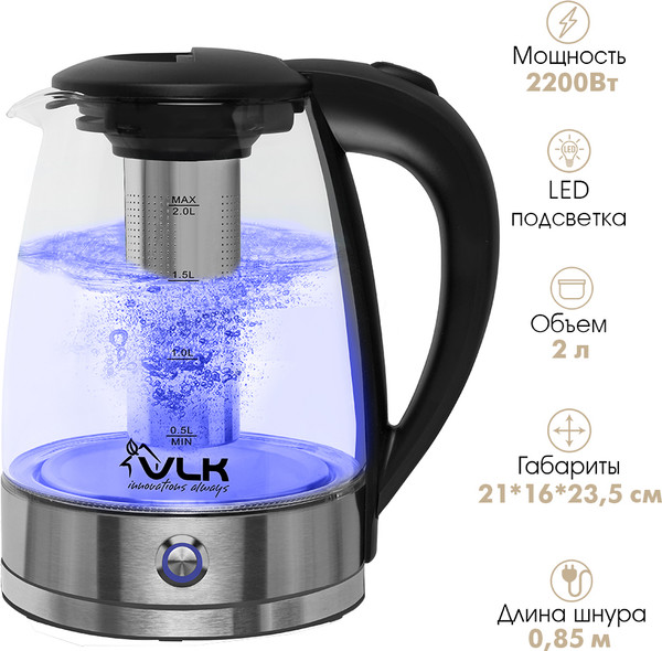 Изображение товара Электрочайник VLK Siena-6559 (черный/стальной)