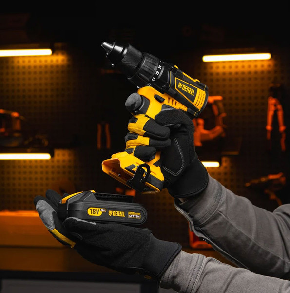 Изображение товара Аккумуляторная дрель-шуруповерт Denzel BLDL-IB-18-0 / 26122