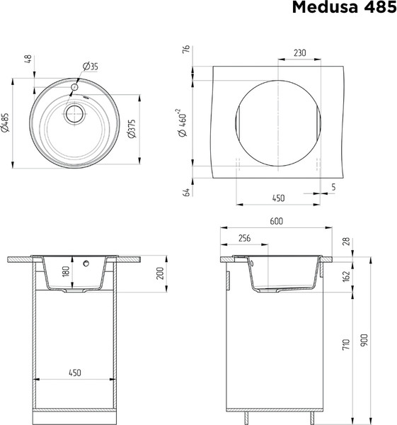 Изображение товара Мойка кухонная Maunfeld Medusa 485 MFQS-485B (черный)