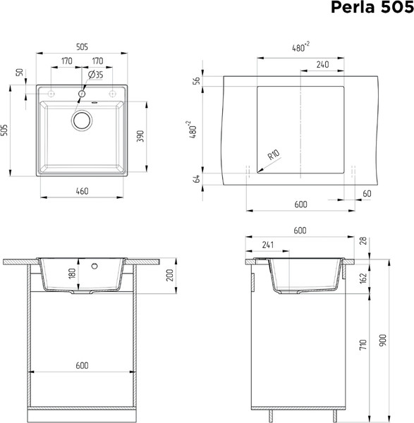 Изображение товара Мойка кухонная Maunfeld Perla 505 MFQS-505B (черный)