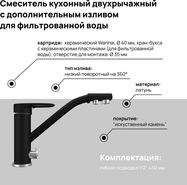 Изображение товара Смеситель Maunfeld MFQT-10B (черный)