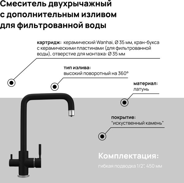 Изображение товара Смеситель Maunfeld MFQT-19B (черный)