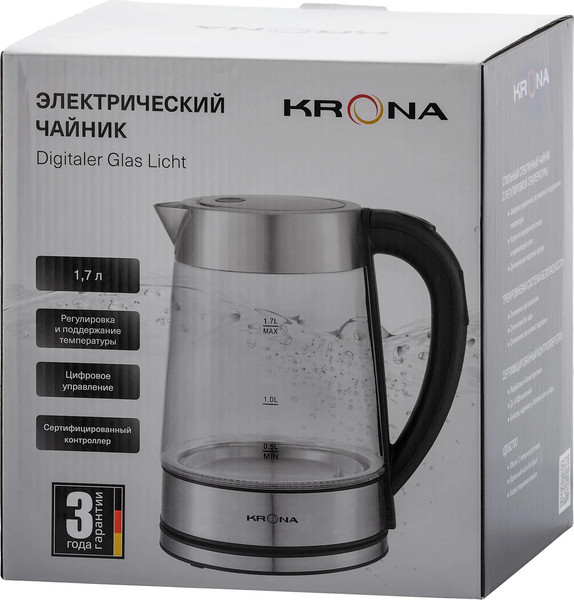 Изображение товара Электрочайник Krona Digitaler Glas Licht / КА-00008506