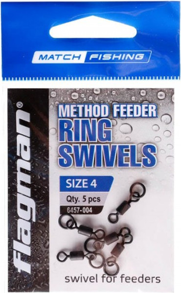 Изображение товара Набор вертлюгов рыболовных Flagman Fishing Flat Feeder Rings Swivels №4 / 6457-004 (5шт)