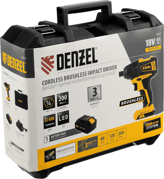 Изображение товара Аккумуляторный шуруповерт Denzel CID-IB-200 / 26510