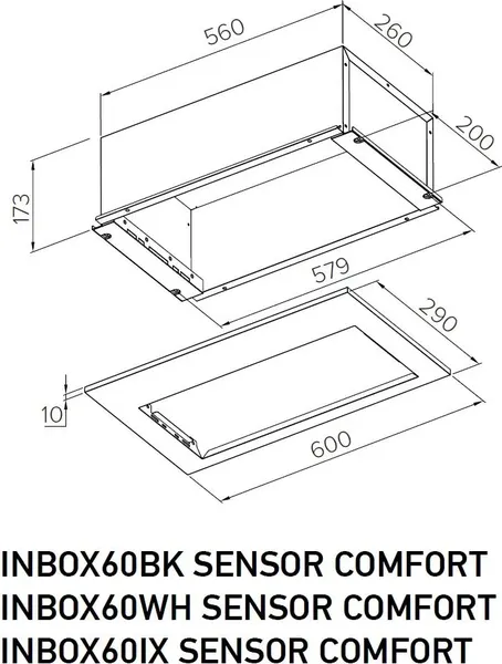 Изображение товара Вытяжка скрытая MEFERI INBOX60BK Sensor Comfort