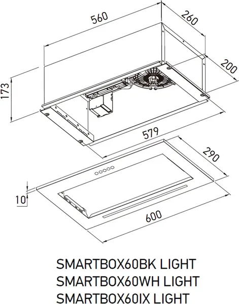 Изображение товара Вытяжка скрытая MEFERI SMARTBOX60WH Light