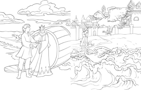 Изображение товара Раскраска Эксмо В Лукоморье. Раскраска по мотивам сказок А.С. Пушкина