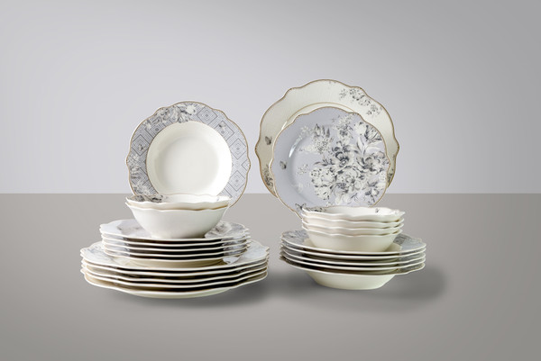 Изображение товара Набор столовой посуды Arya Nastolgia / 8680943246424 (белый/серый)