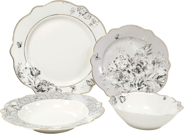 Изображение товара Набор столовой посуды Arya Nastolgia / 8680943246424 (белый/серый)