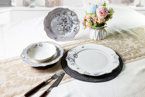 Изображение товара Набор столовой посуды Arya Nastolgia / 8680943246424 (белый/серый)