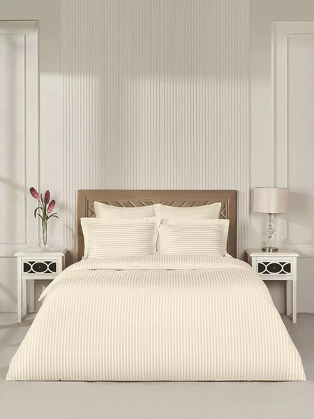 Изображение товара Комплект постельного белья Arya Vip Страйп Сатин сем (кремовый)