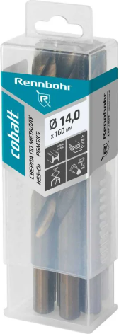 Изображение товара Набор сверл Rennbohr Cobalt Prom 14.0х160мм Хв.12.0мм HSS-Co Р6М5К5 / 671140 (5шт)
