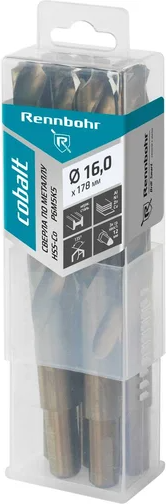 Изображение товара Набор сверл Rennbohr Cobalt Card 16.0х178мм Хв.12.0мм HSS-Co Р6М5К5 / 671160 (5шт)