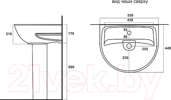 Изображение товара Умывальник Sanita Эталон 55 / ETL55SAWB01