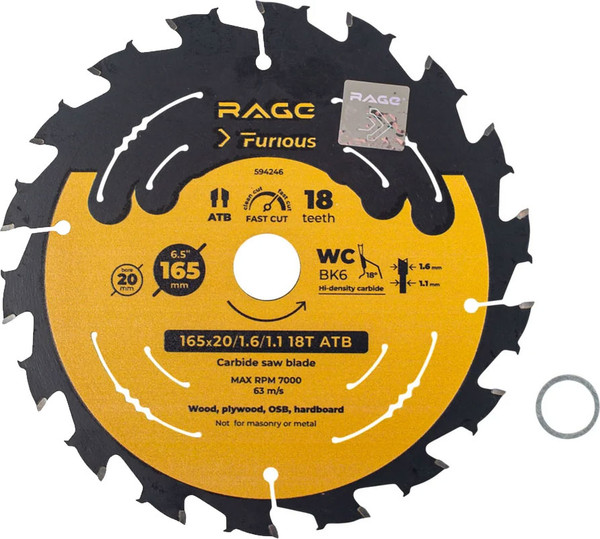 Изображение товара Пильный диск Vira Rage Furious Fast cut 165мм / 594246