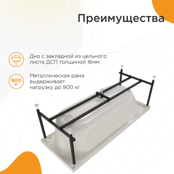 Изображение товара Ванна акриловая Radomir Виктория лайт 165x70x42 2-01-0-0-1-272Р (с каркасом)