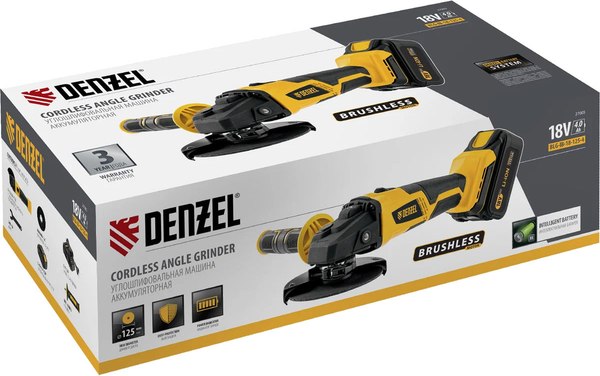Изображение товара Угловая шлифовальная машина Denzel BLG-IB-18-125-4 / 27005