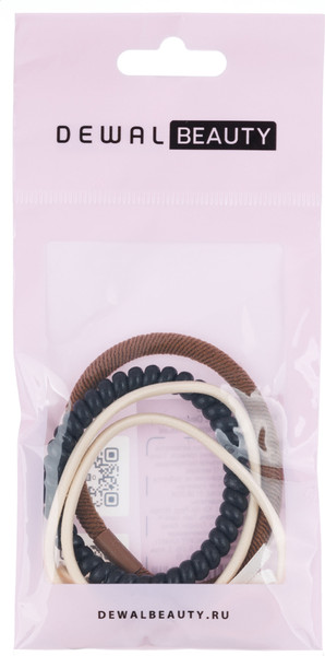 Изображение товара Набор резинок для волос Dewal Beauty DBR3330 (3шт, бежевый/коричневый/черный)