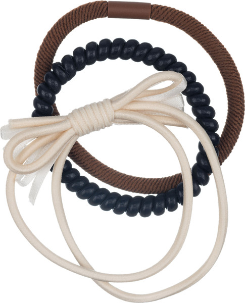 Изображение товара Набор резинок для волос Dewal Beauty DBR3330 (3шт, бежевый/коричневый/черный)