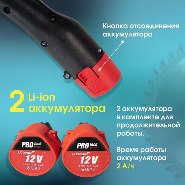 Изображение товара Триммер аккумуляторный Edon PROtech 12–2000GT / 21340