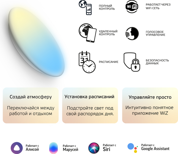Изображение товара Потолочный светильник Gauss Smart Home 25W 2000lm 2700-6500К 198-264V IP20 / 2050112