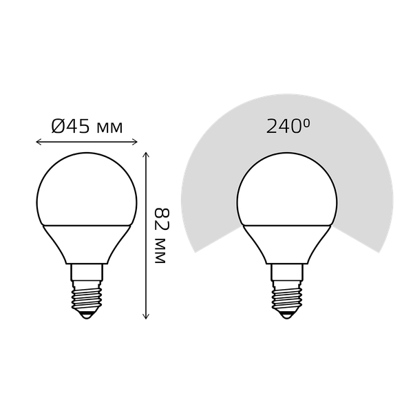 Изображение товара Лампа Gauss Шар 9.5W 890lm 3000K E14 LED / 105101110