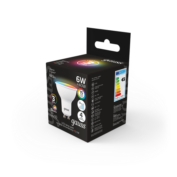 Изображение товара Лампа Gauss MR16 6W GU10 RGBW+димирование LED / 101106406