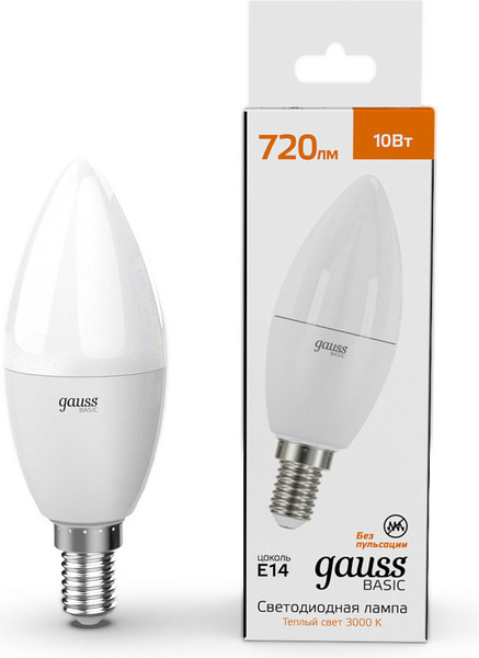 Изображение товара Лампа Gauss Basic LED-M C37 10W 720lm 3000K E14 LED / 10301102