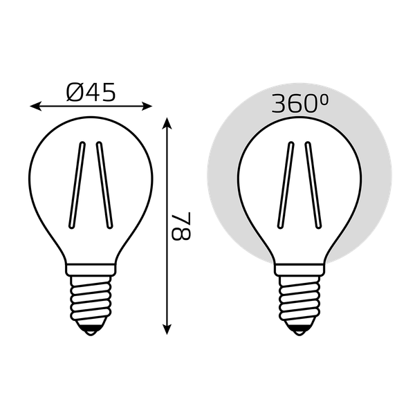 Изображение товара Лампа Gauss Filament Elementary Шар 10W 670lm 4100К Е14 LED / 52120