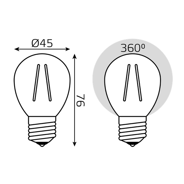 Изображение товара Лампа Gauss Filament Elementary Шар 10W 670lm 4100К Е27 LED / 52220