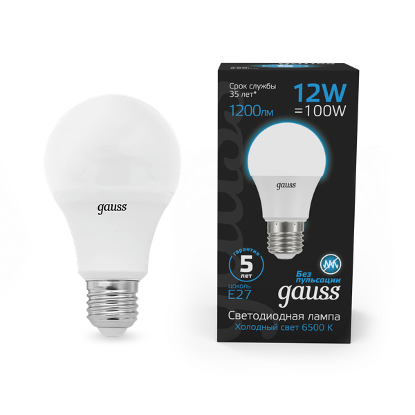 Изображение товара Лампа Gauss A60 12W 1200lm 6500K E27 LED / 102502312