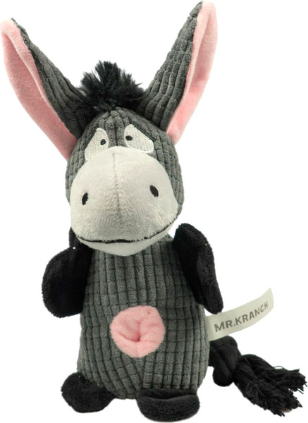 Изображение товара Игрушка для собак Mr. Kranch Ослик с канатиком, пищалкой и карманом для лакомств / MKR543790 (серый)