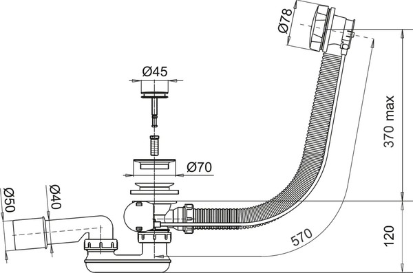 Изображение товара Сифон Whitecross 60см / SPWC60GM (оружейная сталь)