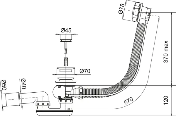 Изображение товара Сифон Whitecross 60см / SPWC60BL (черный матовый)