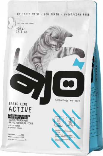 Изображение товара Сухой корм для кошек AJO Аctive полнорационный для взрослых кошек (0.4кг)