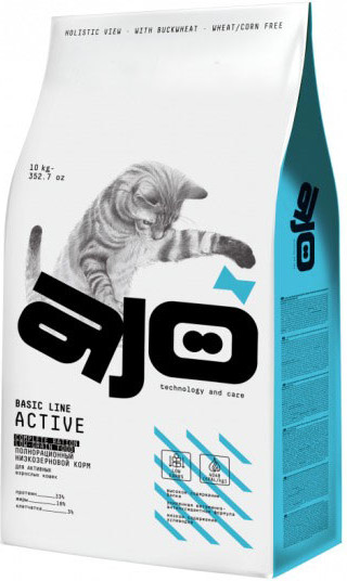 Изображение товара Сухой корм для кошек AJO Аctive полнорационный для взрослых кошек (10кг)