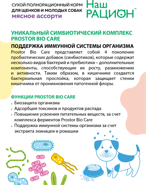 Изображение товара Сухой корм для собак Наш рацион Для щенков и молодых собак Мясное ассорти (2кг)