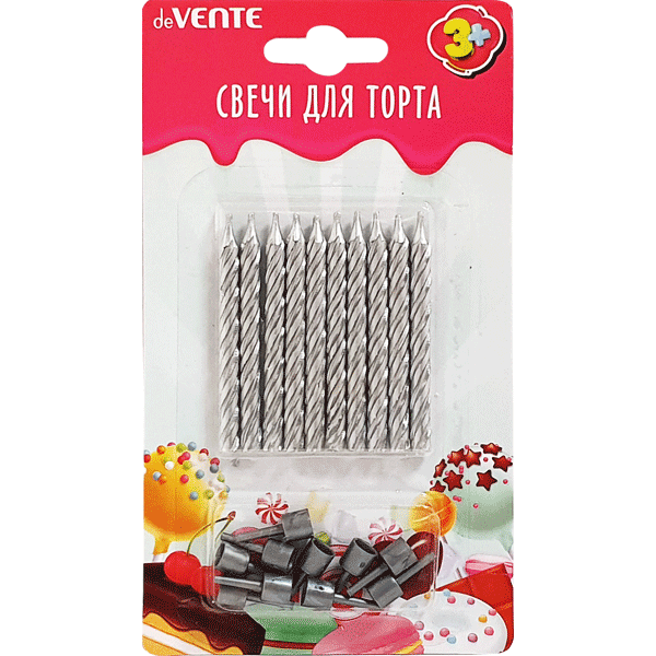 Изображение товара Набор свечей для торта deVente Silver / 9060914 (10шт)