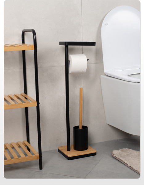 Изображение товара Стойка для туалетной бумаги с ершиком FORA Bamboo Style FOR-ST-01BL (черный)
