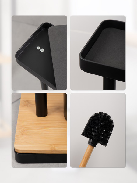 Изображение товара Стойка для туалетной бумаги с ершиком FORA Bamboo Style FOR-ST-01BL (черный)