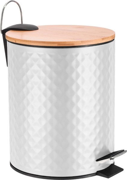 Изображение товара Мусорное ведро FORA White Rhombus FOR-BIN-5LWB (белый/бамбук)