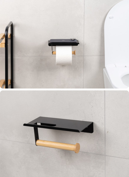 Изображение товара Держатель для туалетной бумаги FORA Axe FOR-AXE015BB (черный/бамбук)