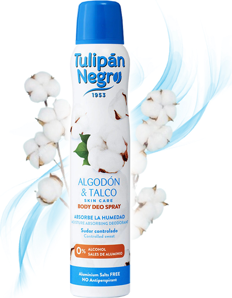 Изображение товара Дезодорант-спрей Tulipan Negro Algodon & Talco (200мл)