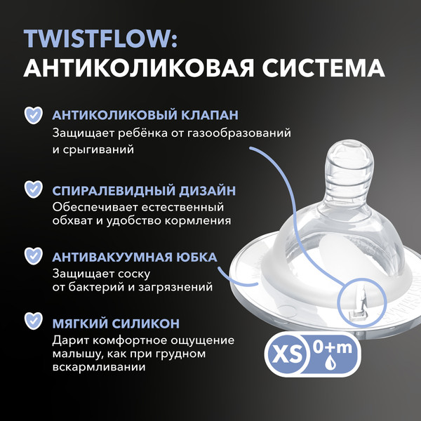 Изображение товара Бутылочка для кормления Twistshake Антиколиковая 79121 (125мл, черный)